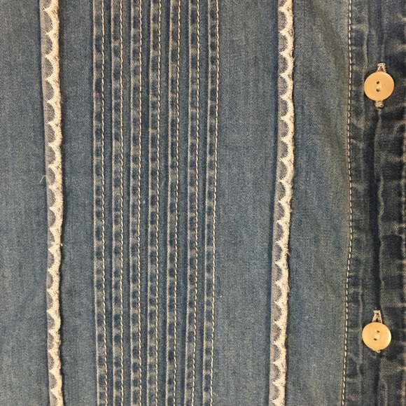 Lauren Ralph Lauren Jeans Co. Cotton Button Up Pin Tuck Long Sleeve Top Size 10 - Picture 7 of 15